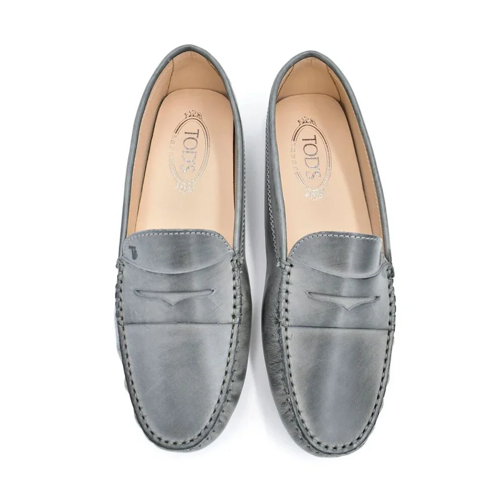 *New in Box!* Tod's Gommino Leather Driving Shoes Loafers in Gray sz 40/10 - Picture 3 of 7